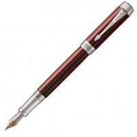 Ручка перьевая Parker Duofold F307 Prestige Centennial Burgundy Chevron CT, перо F золото 18K с родиевым покрытием