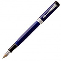 Ручка перьевая Parker Duofold F74 International Blue/Black CT, перо F золото 18K с родиевым покрытием