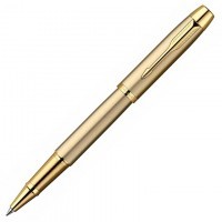 Ручка роллер Parker IM Metal T223 Brushed Metal Gold GT F черные чернила