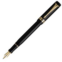 Ручка перьевая Parker Duofold F74 International Black GT, перо M золото 18K с родиевым покрытием