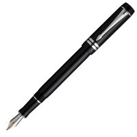 Ручка перьевая Parker Duofold F89 International Black PT, перо F золото 18K с родиевым покрытием