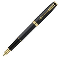 Ручка перьевая Parker Sonnet F528 Matte Black GT, перо F/позолота 23К