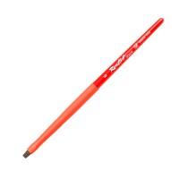Кисть соболь-микс плоская №6 ROUBLOFF Aqua Red, короткая ручка, обойма soft-touch