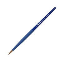 Кисть синтетика (коричн.) круглая №5 ROUBLOFF Aqua Blue, короткая ручка, обойма soft-touch