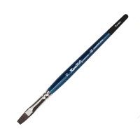 Кисть белка-микс плоская №6 ROUBLOFF Premium, короткая ручка (синяя)