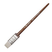 Кисть коза (белая) флейц №20 ROUBLOFF 5G25C, короткая круглая ручка (орех)