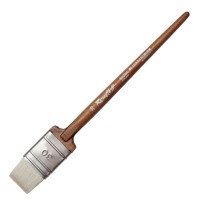Кисть коза (белая) флейц №30 ROUBLOFF 5G25C, короткая круглая ручка (орех)