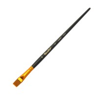 Кисть синтетика (жесткая) плоская укороч. №14 ROUBLOFF 1327, длинная черная ручка