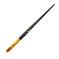 Кисть синтетика (жесткая) овальная укороч. №14 ROUBLOFF 1337, длинная черная ручка