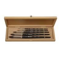 Набор кистей Set-1 ROUBLOFF, белка, круглые, 5шт., в деревянной шкатулке