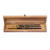 Набор кистей Set-6 ROUBLOFF, колонок, круглые, 3шт., в деревянной шкатулке