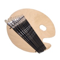 Набор кистей c палитрой Set-41 ROUBLOFF, щетина, овальные, 10шт.