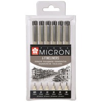 Набор капиллярных ручек PIGMA MICRON (0.2-0.5мм) Sakura, Черный, 6шт.