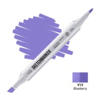 Маркер спиртовой двухсторонний SKETCHMARKER, V12 Голубика