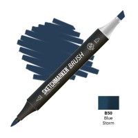 Маркер спиртовой двухсторонний SKETCHMARKER Brush, B50 Синий шторм