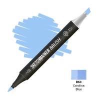 Маркер спиртовой двухсторонний SKETCHMARKER Brush, B63 Синяя Каролина