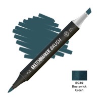 Маркер спиртовой двухсторонний SKETCHMARKER Brush, BG40 Зеленая киноварь