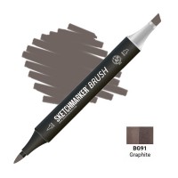 Маркер спиртовой двухсторонний SKETCHMARKER Brush, BG91 Графит