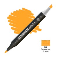 Маркер спиртовой двухсторонний SKETCHMARKER Brush, FL2 Флуоресцентный оранжевый