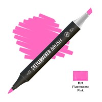 Маркер спиртовой двухсторонний SKETCHMARKER Brush, FL3 Флуоресцентный розовый