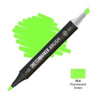Маркер спиртовой двухсторонний SKETCHMARKER Brush, FL4 Флуоресцентный зеленый