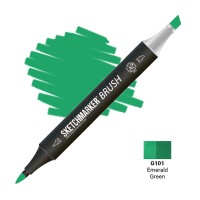 Маркер спиртовой двухсторонний SKETCHMARKER Brush, G101 Зеленый изумрудный