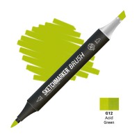 Маркер спиртовой двухсторонний SKETCHMARKER Brush, G12 Ярко-зелёный