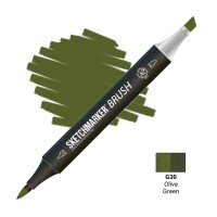 Маркер спиртовой двухсторонний SKETCHMARKER Brush, G30 Оливковый зеленый