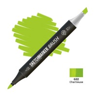 Маркер спиртовой двухсторонний SKETCHMARKER Brush, G32 Зелено-желтый (Шартрез)