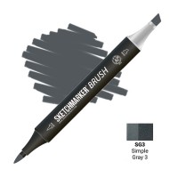 Маркер спиртовой двухсторонний SKETCHMARKER Brush, SG3 Серый простой 3