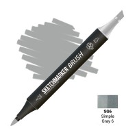 Маркер спиртовой двухсторонний SKETCHMARKER Brush, SG6 Серый простой 6