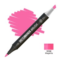 Маркер спиртовой двухсторонний SKETCHMARKER Brush, V132 Пурпурный (Маджента)