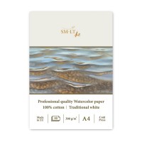 Альбом SM-LT Professional Watercolor 300г/м2 (хлопок) A4 10л белый склейка