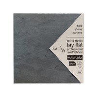 Альбом SM-LT Layflat Watercolor 300г/м2 19.5х19.5см 32л белый (хлопок), обложка-камень