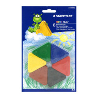 Набор мелков восковых Staedtler Noris Club, 8 мм, 6 цветов, трехгранные. Блистер