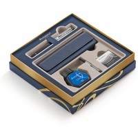 Набор Waterman Expert 3 Deluxe Black CT ручка перьевая F синие чернила + чехол для ручки