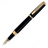Ручка перьевая Waterman Exception Ideal Black GT, перо F золото 18K