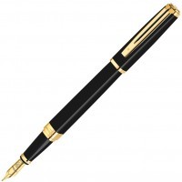 Ручка перьевая Waterman Exception Slim Black GT, перо F золото 18K