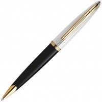 Ручка шариковая Waterman Carene De Luxe Black Silver GT, M синие чернила