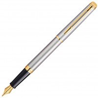 Ручка перьевая Waterman Hemisphere Steel GT, перо F позолота 23K