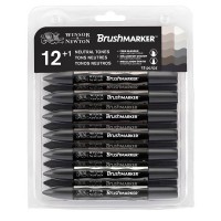 Набор маркеров `Серые тона` Winsor&Newton BRUSHMARKER Greys, 12шт.