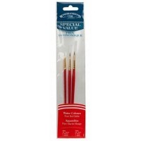 Набор кистей для акварели соболь 3 шт. (круглые №№ 0, 1, 2) Winsor&Newton SPECIAL VALUE, короткая ручка