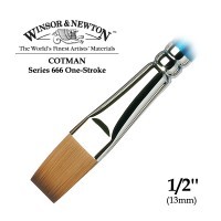 Кисть синтетика плоская удлиненная 1/2'' Winsor&Newton COTMAN 666 One-Stroke, длинная ручка