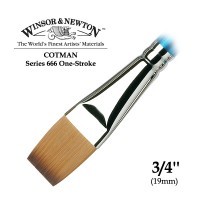 Кисть синтетика плоская удлиненная 3/4'' Winsor&Newton COTMAN 666 One-Stroke, длинная ручка