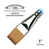 Кисть синтетика плоская удлиненная 1'' Winsor&Newton COTMAN 666 One-Stroke, длинная ручка