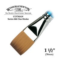 Кисть синтетика плоская удлиненная 1,5'' Winsor&Newton COTMAN 666 One-Stroke, длинная ручка