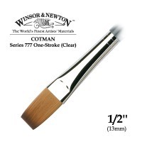 Кисть синтетика плоская удлиненная 1/2'' Winsor&Newton COTMAN 777 One-Stroke Clear, короткая ручка