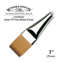 Кисть синтетика плоская удлиненная 1\'\' Winsor&Newton COTMAN 777 One-Stroke Clear, короткая ручка
