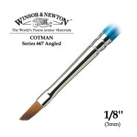 Кисть синтетика плоская скошенная 1/8'' Winsor&Newton COTMAN 667 Angled, короткая ручка