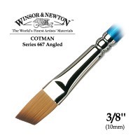 Кисть синтетика плоская скошенная 3/8'' Winsor&Newton COTMAN 667 Angled, короткая ручка